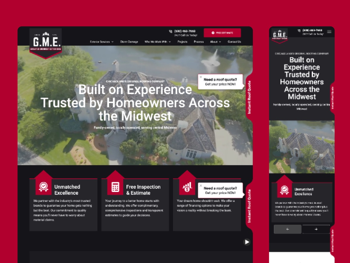 G.M.E. Roofing website by Sensory Creative