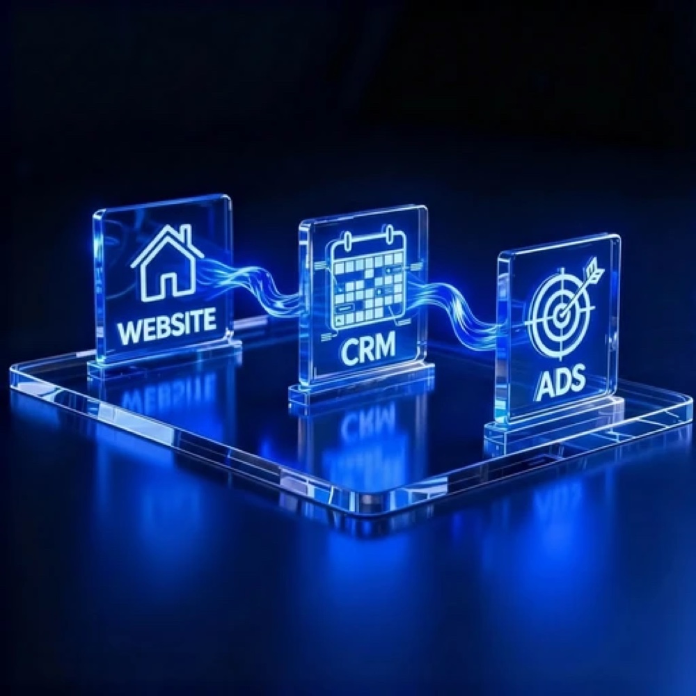 Website, CRM, and Ads — one integrated system